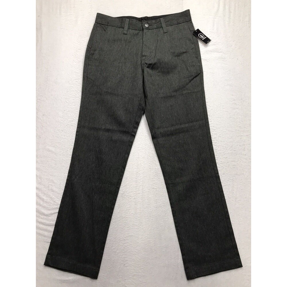NWT VOLCOM Vmonty Pants Men 30x29 Carcoal Gray Flat Front Chino Skate Surf